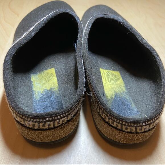 Haflinger grizzly classic mule clog Aztec wool cork 6.5 guc brown - Picture 2 of 4